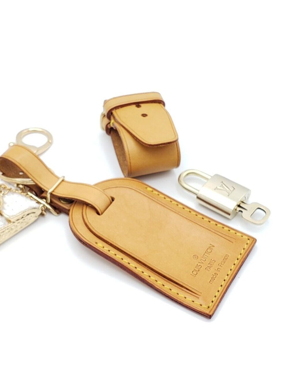 Authentic Louis Vuitton Luggage Nametag and Gold Padlock with Unbranded Keycharm - Picture 5 of 8